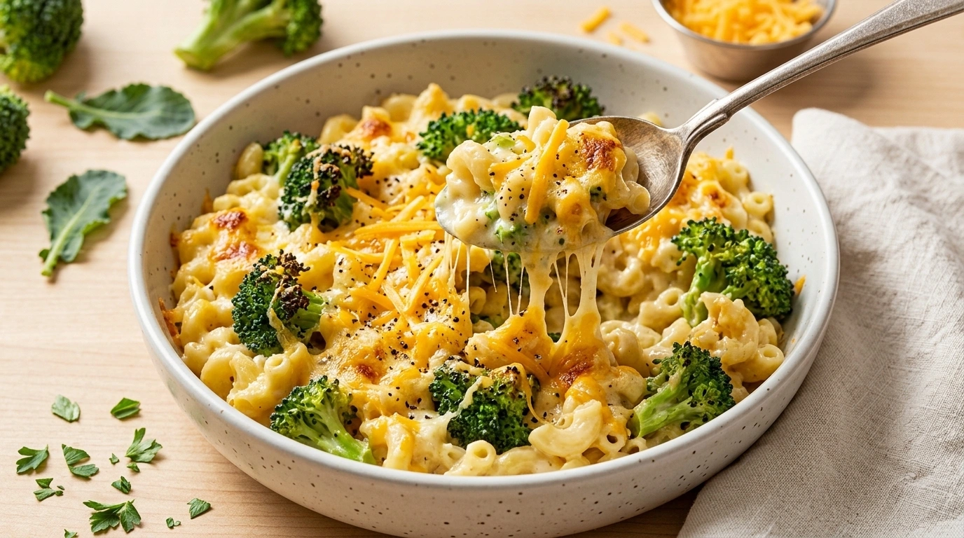 Vegetarisk Mac and Cheese med broccoli